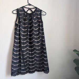 Milly Black Lace Dress with Nude Satin Lining